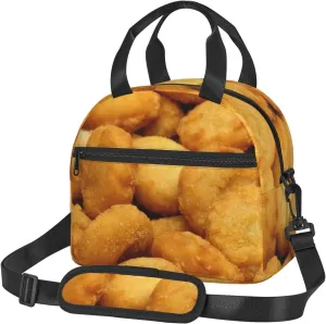 Funny Fried Chicken Nuggets Pattern Lunch Bag Insulated Lunch Tote Shoulder Bag For Men Women Work Travel Picnic