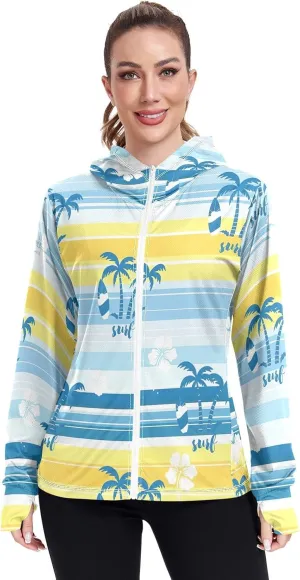 GAIGEO Colorful Leaves Flowers Women Jacket Breathable Uv Protection Clothing Women UPF 50 , with Zip Pockets, S