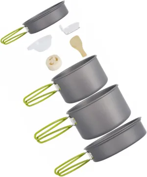 GALPADA 1 Set Portable Camping Cookware Nonstick Picnic Cooking Tools with Frying Pans Bowls Soup Spoon Spatula for Outdoor Cooking Hiking Fishing Activities