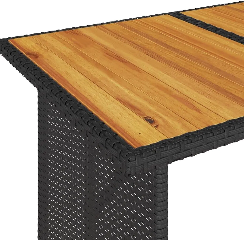 Garden Table Black, Natural Wood Top, Outdoor Furniture, Camping, Picnic, Dining, Side Table, Portable, Tables, Foldable