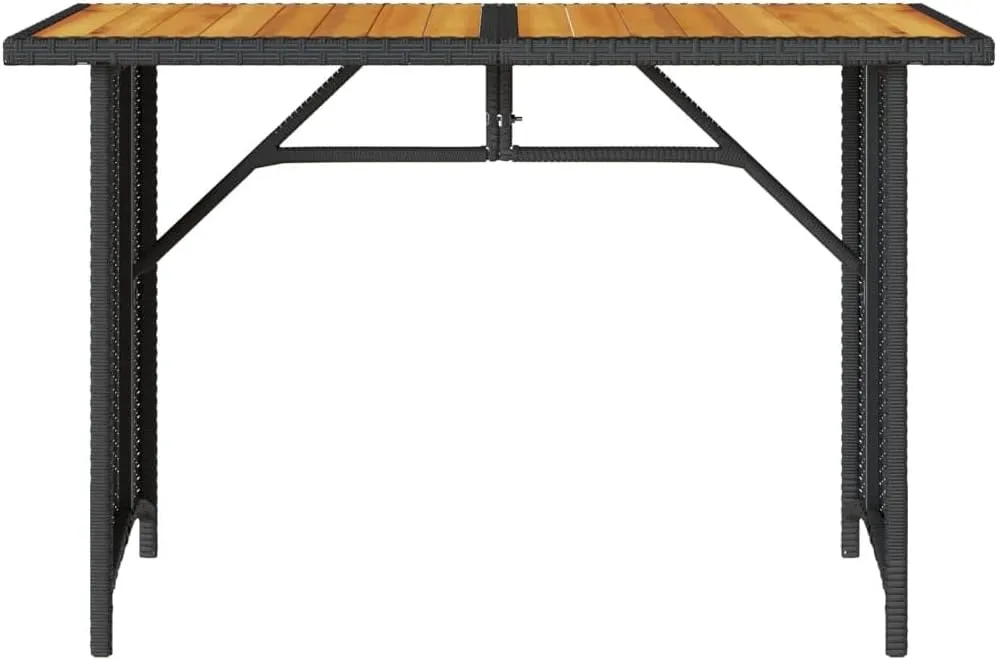 Garden Table Black, Natural Wood Top, Outdoor Furniture, Camping, Picnic, Dining, Side Table, Portable, Tables, Foldable
