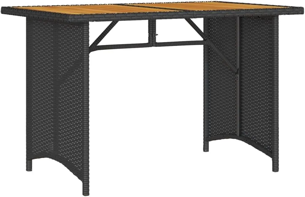 Garden Table Black, Natural Wood Top, Outdoor Furniture, Camping, Picnic, Dining, Side Table, Portable, Tables, Foldable