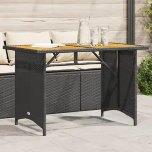 Garden Table Black, Natural Wood Top, Outdoor Furniture, Camping, Picnic, Dining, Side Table, Portable, Tables, Foldable