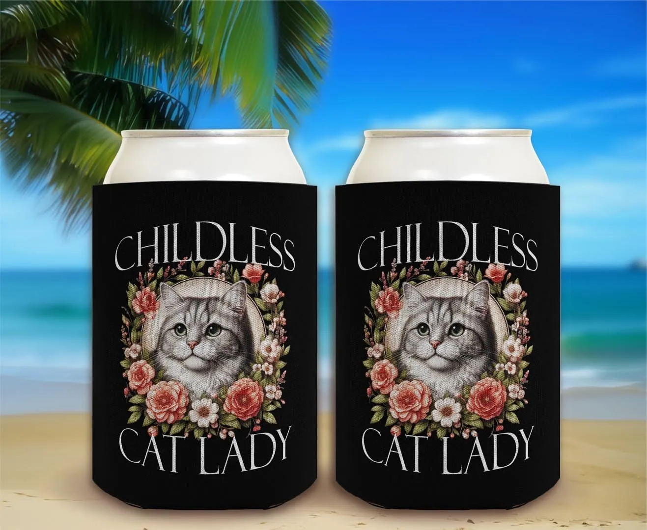 Gifts for Liberals Childless Cat Lady 2-Pack Can Drink Thermocoolers