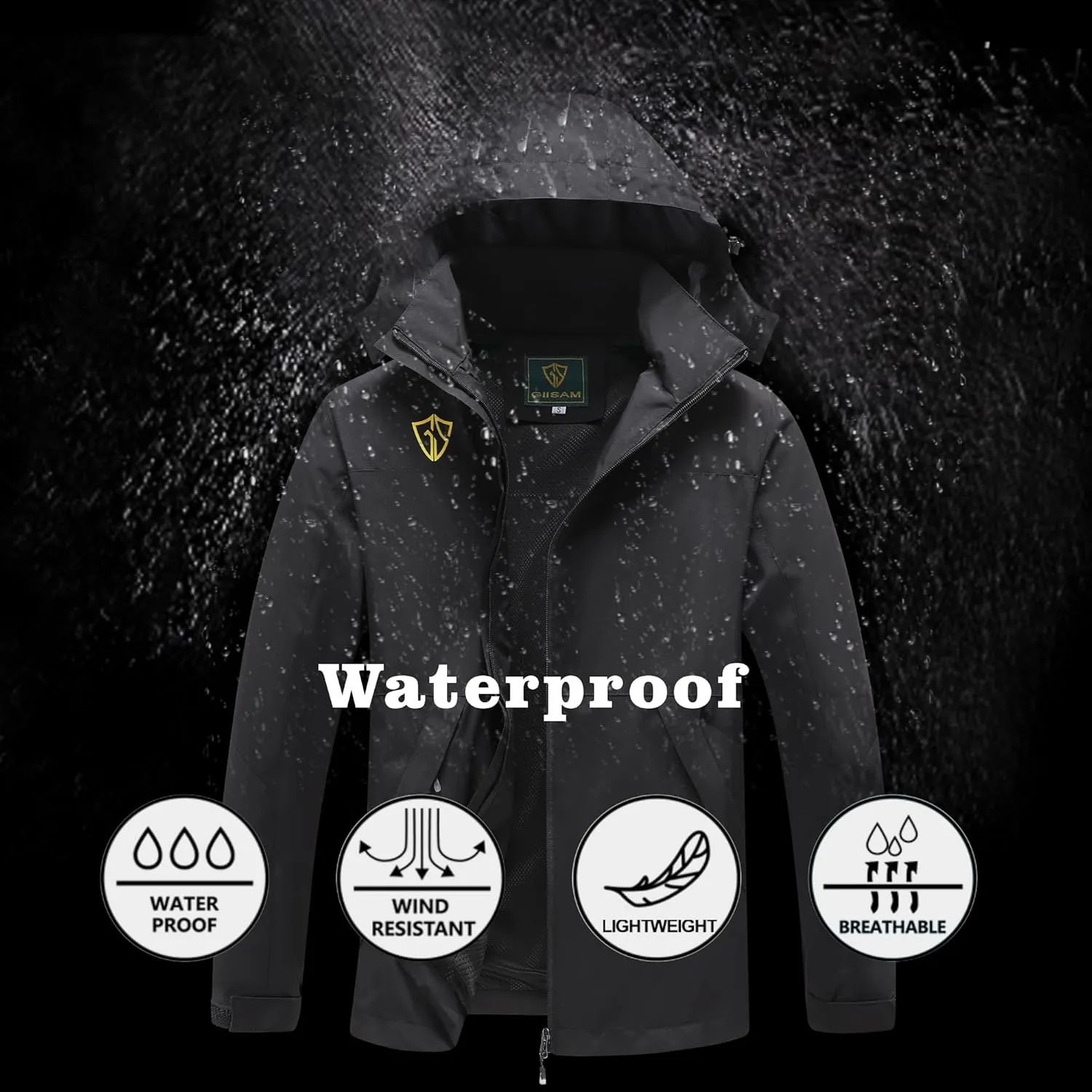 GIISAM Rain Jacket for Women, Women's Waterproof Lightweight Rain Jackets Packable Raincoat Windbreaker Coat with Hood