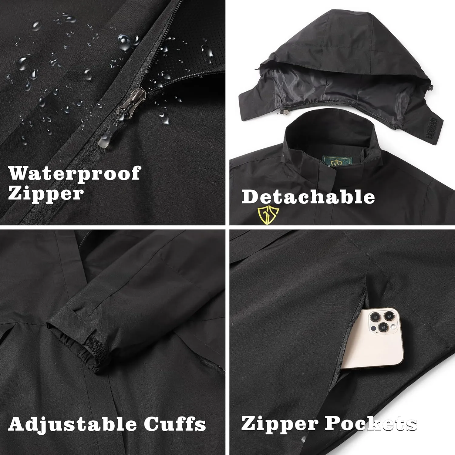 GIISAM Rain Jacket for Women, Women's Waterproof Lightweight Rain Jackets Packable Raincoat Windbreaker Coat with Hood