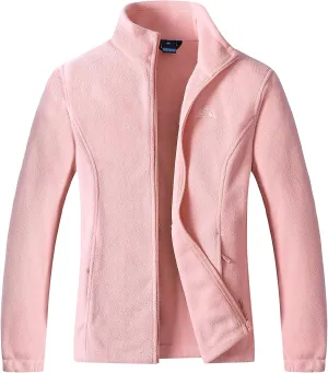 GIMECEN Women's Lightweight Full Zip Soft Polar Fleece Jacket Outdoor Recreation Coat With Zipper Pockets