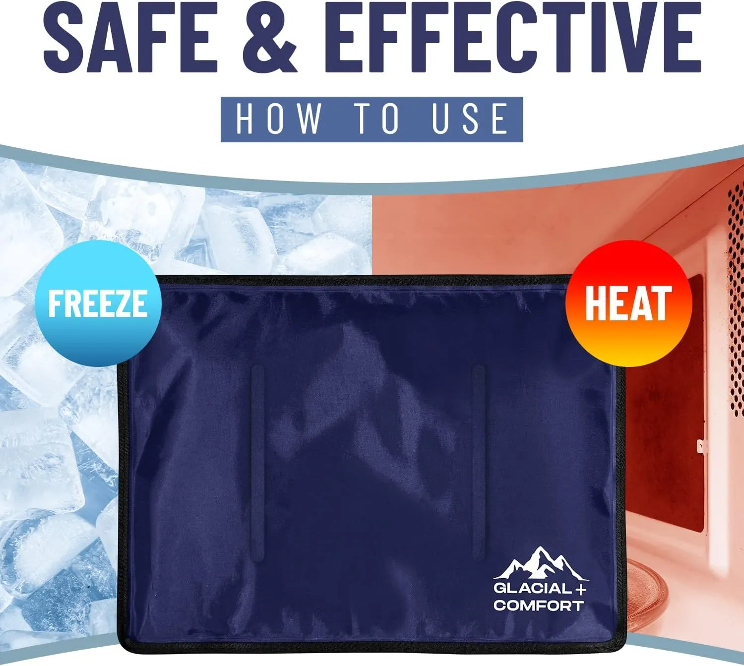 Glacial Comfort Gel Ice Pack for Back Pain - (12" x 8") Reusable Cold Pads for Hip, Knee, Shoulder Injuries, Muscle Strains, Migraine & Postpartum Recovery with Flex Technology - After Surgery.