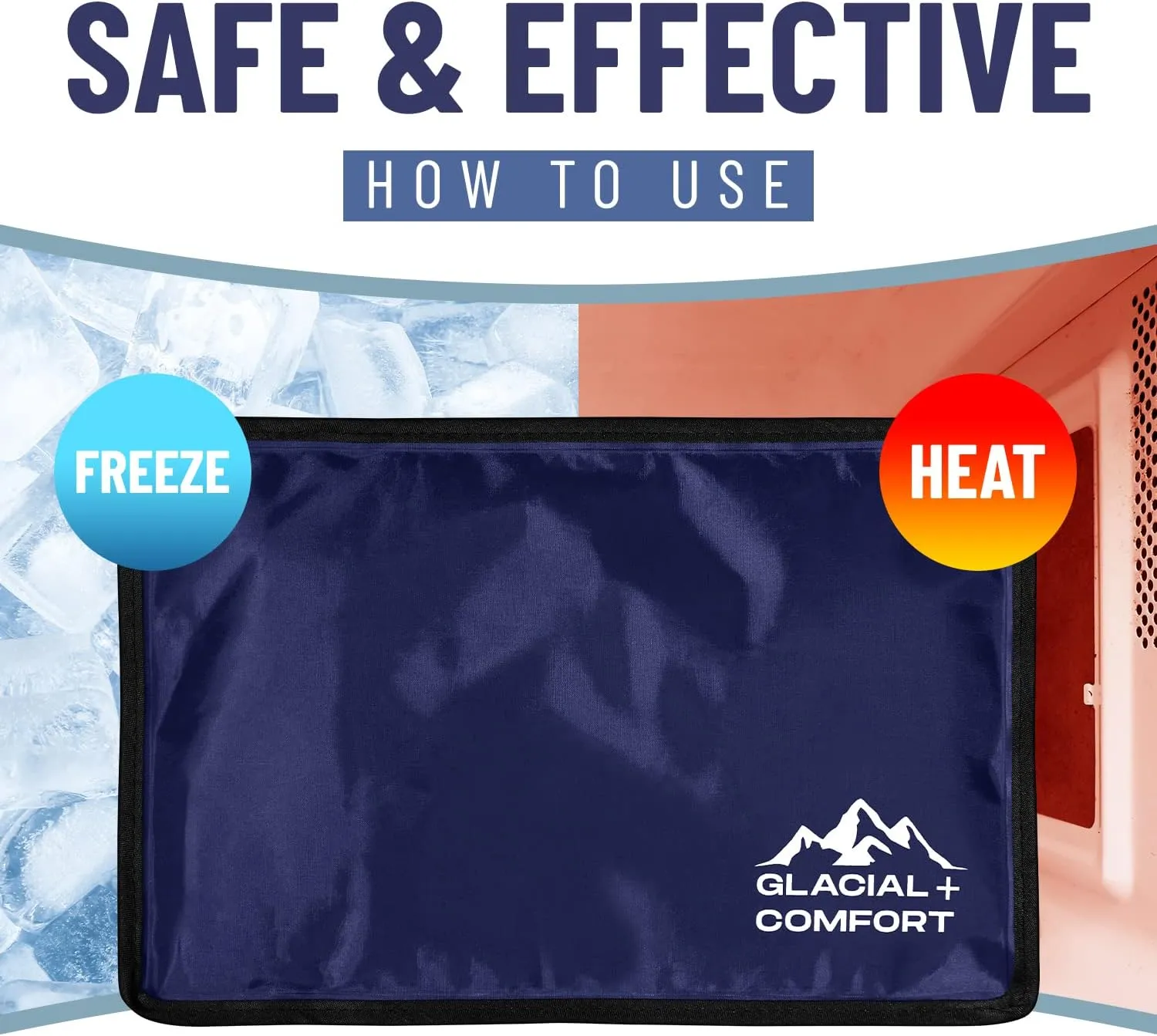 Glacial Comfort Gel Ice Pack for Back Pain - (15" x 11") Reusable Cold Pads for Hip, Knee, Shoulder Injuries, Muscle Strains, Migraine & Postpartum Recovery with Flex Technology - Compression Pad.