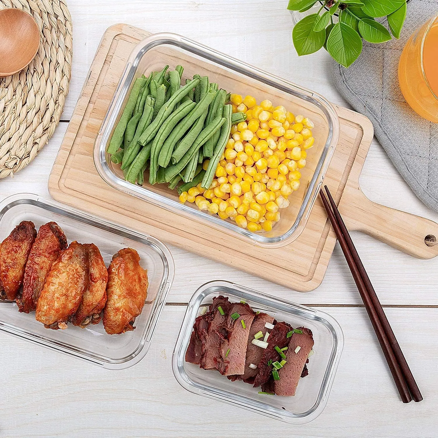 Glass Containers BPA-Free Locking Lids - 4 Pack, Premium Meal Prep Containers, Leakproof, Airtight, Microwave, Oven, Freezer, Dishwasher Safe, Ideal for Lunch, Kitchen, and Food Storage (Set of 4)