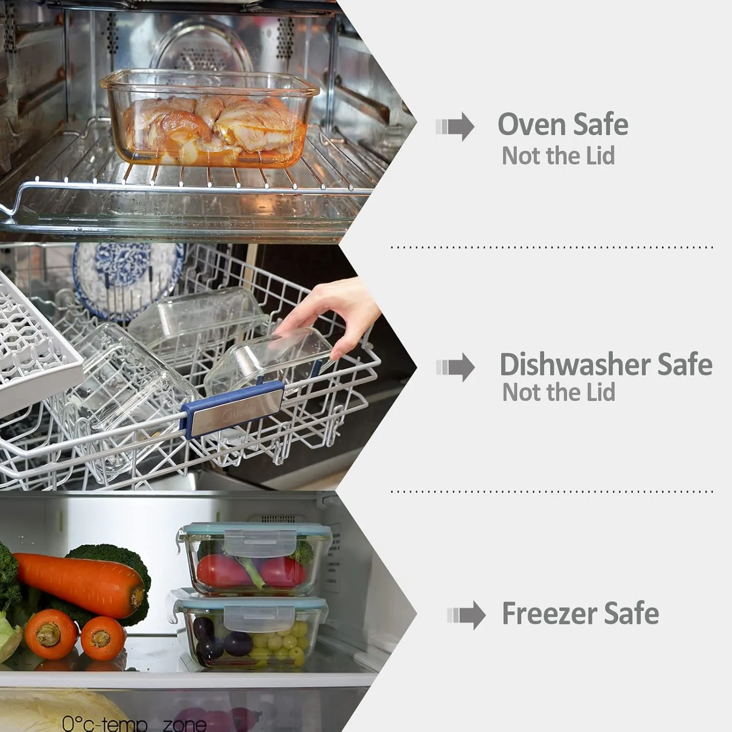 Glass Food Storage Containers with Lids Airtight 6 Pack, Glass Storage Containers with Lids for Food, Not Easy Broken & Leak Proof, Glass Containers with Lids for Oven/Dishwasher Safe, Grey