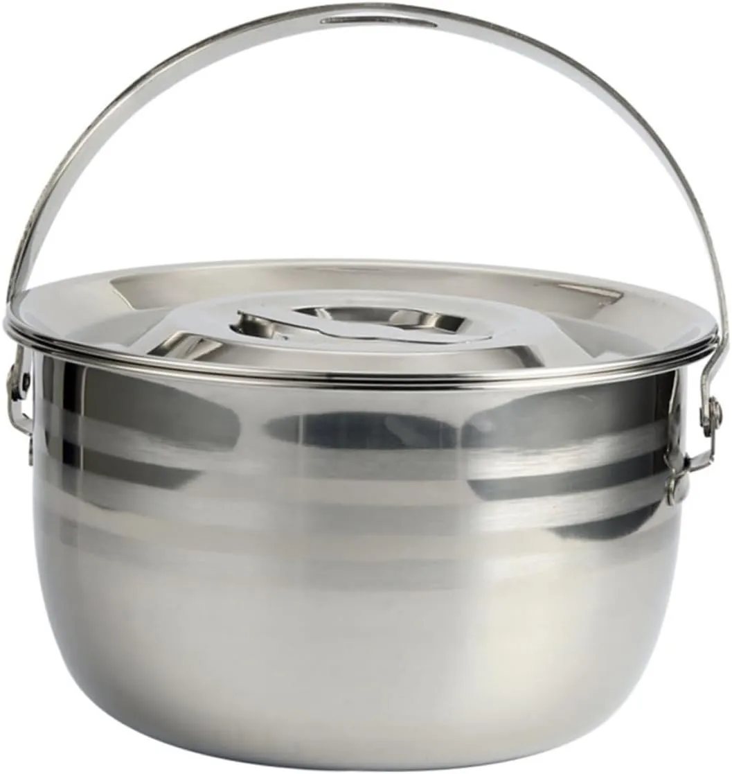 GLEAVI Stainless Steel Camping Pot Cooking Pot Lid Outdoor Food Cooking Accessory Lightweight