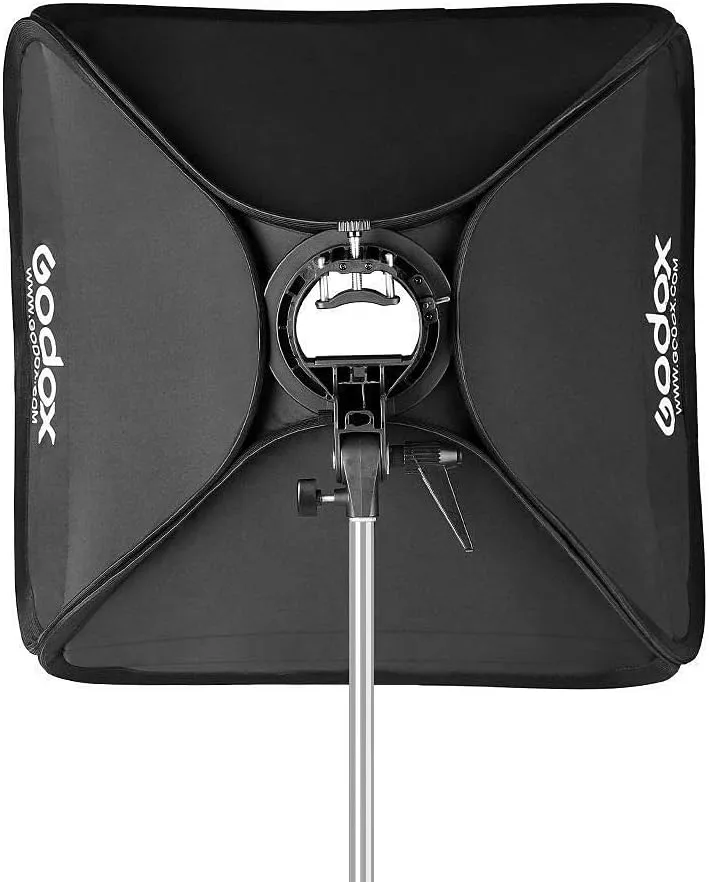 Godox 24"x 24" 60cmx60cm Foldable Universal Softbox with S-Type Speedlite Bracket for Flash Bowens Elinchrom Mount Accessories Direction Adjustable