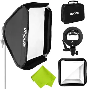 Godox 24"x 24" 60cmx60cm Foldable Universal Softbox with S-Type Speedlite Bracket for Flash Bowens Elinchrom Mount Accessories Direction Adjustable