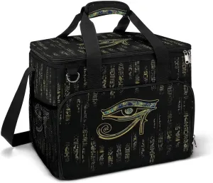 Golden Egyptian Eyes Egypt Hieroglyphs Cooler Bag, Collapsible Soft Sided Cooler, Large Leakproof Camping Cooler, Portable Travel Cooler for Camping, Road Trips