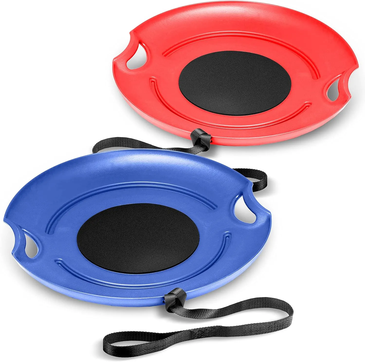 GoSports 29 Inch Heavy-Duty Winter Snow Saucer with Padded Seat and Hand Pull Strap - Choose Your Style