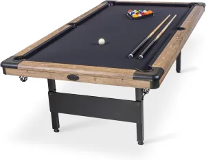 GoSports 6, 7, or 8 ft Billiards Table - Portable Pool Table - Includes Full Set of Balls, 2 Cue Sticks, Chalk and Felt Brush; Choose Size and Color