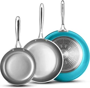 Gotham Steel Ceramic Frying Pans Set, 3 Pc Nonstick Frying Pans Set with 8, 10, 12 Inch Frying Pans Nonstick Skillet Set, Non Toxic, Induction Cookware, Oven and Dishwasher Safe