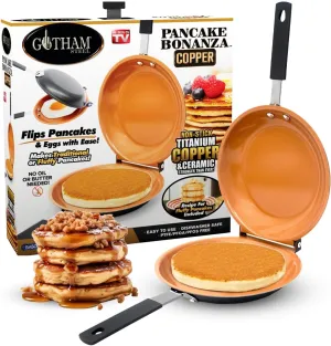 Gotham Steel Double Sided Pan, The Perfect Pancake Maker – Ceramic Nonstick Copper Easy to Flip Pancake Griddle for Fluffy Pancakes, Omelette Maker, Frittata Maker & More! Dishwasher Safe