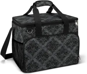 Gothic Black Damask Cooler Bag, Collapsible Soft Sided Cooler, Large Leakproof Camping Cooler, Portable Travel Cooler for Camping, Road Trips