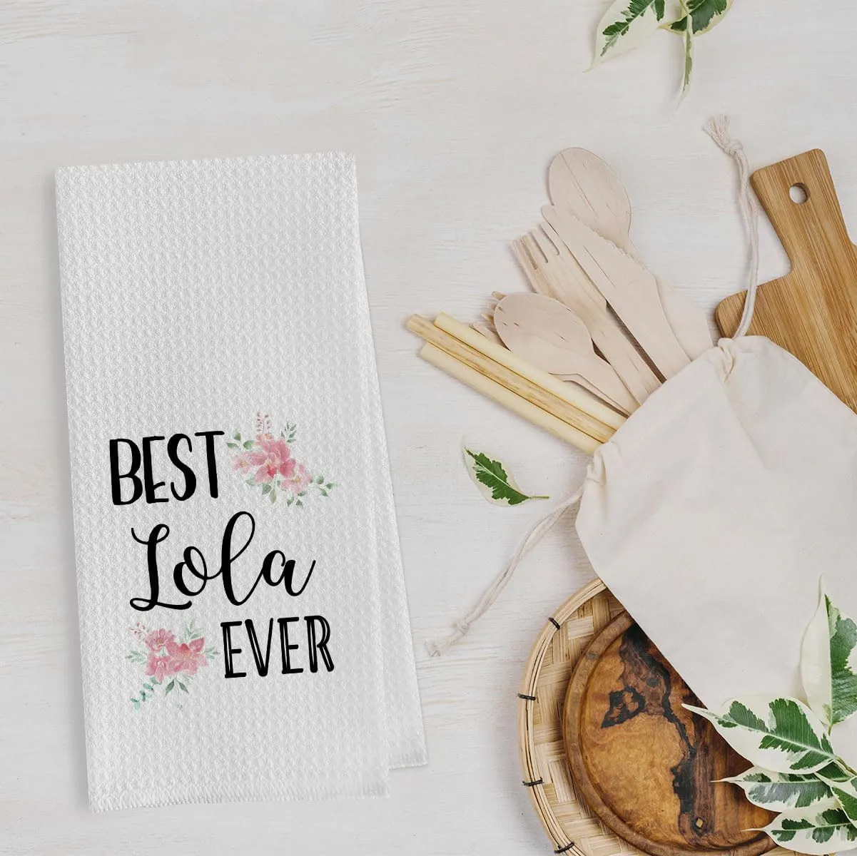 Grandma Gift Dish Towel - Lola Waffle Weave Kitchen Tea Towel, Kitchen Decor, Gift for Mother's Day - Birthday - Holiday (1624 Inches)