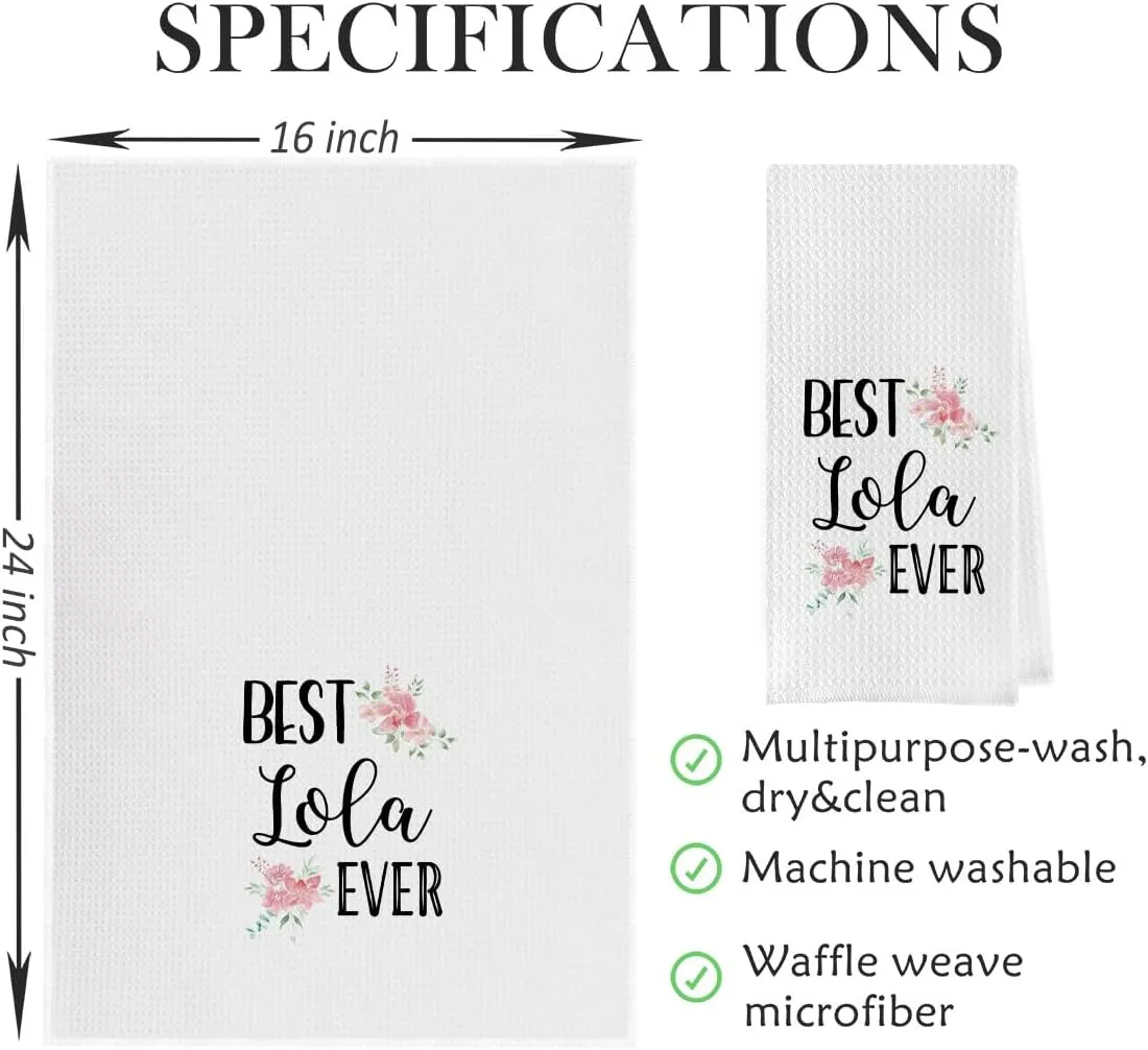 Grandma Gift Dish Towel - Lola Waffle Weave Kitchen Tea Towel, Kitchen Decor, Gift for Mother's Day - Birthday - Holiday (1624 Inches)