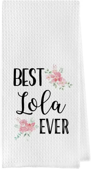 Grandma Gift Dish Towel - Lola Waffle Weave Kitchen Tea Towel, Kitchen Decor, Gift for Mother's Day - Birthday - Holiday (1624 Inches)