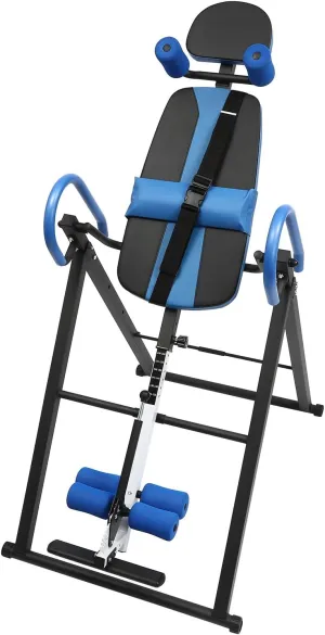 Gravity Inversion Table, Foldable Teeter Hang-Ups, Fitness Chiropractic Back Stretcher, Teeter Inversion Table, Hang Upside Down Back Stretcher Blue Gym Fitness for 4.27-6.07ft in Height