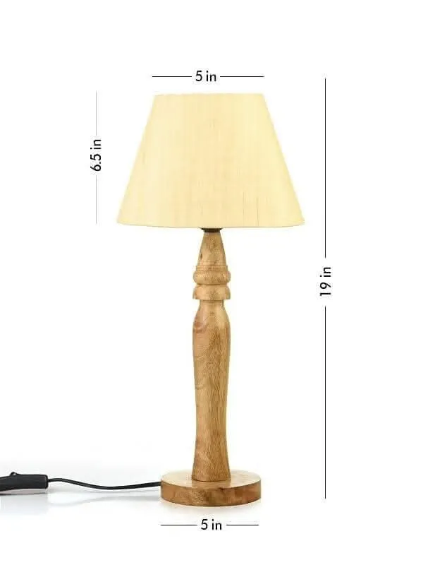Green Girgit Round Brown Lamp With Taper Off White Cotton Shade