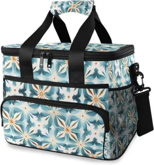 Green Mandala Aztec Flowers Paisley Cooler Bag Insulated Cooler Soft Sided Cooler 24 Can Portable Picnic Bag Large Leakproof Lunch Bag Box for Beach Grocery Camping Travel Car Men Women
