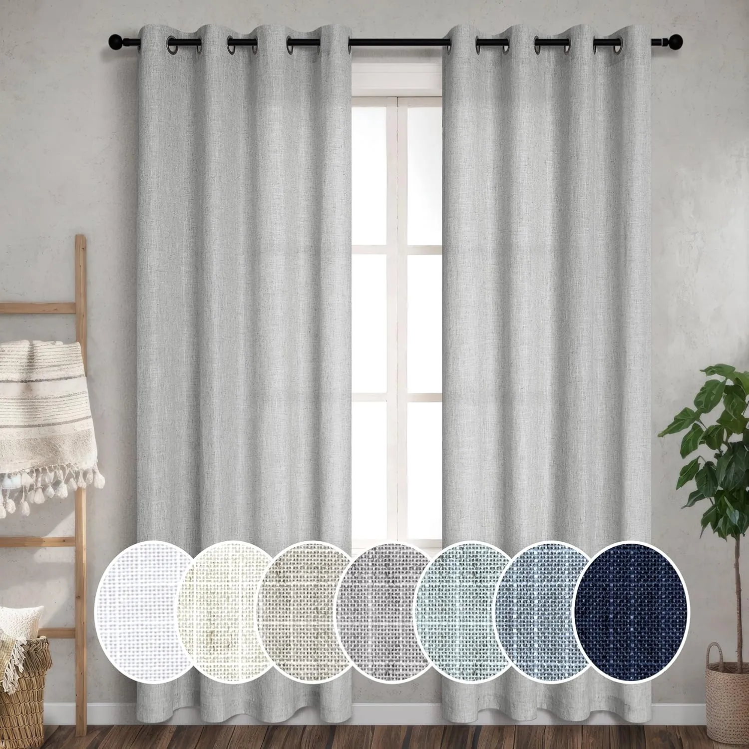 Grey Curtains 108 Inches Long Set of 2 Panels Grommet Unique Light Filtering Semi Sheer Office Curtains for Men Living Room Bedroom Gray 52x108 Inch Length