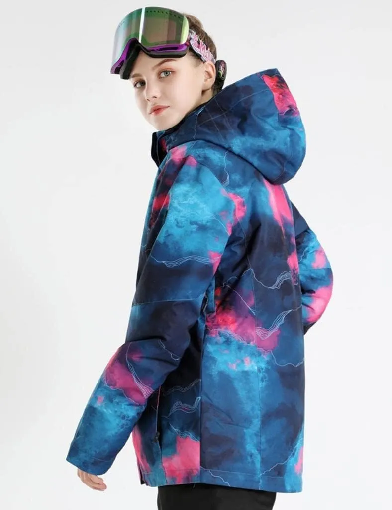 GS SNOWING Women's Ski Jackets Snowboard Coats Windproof Waterproof Insulated Warm Winter Mountain Hooded Jacket with Belt