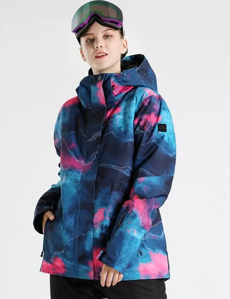 GS SNOWING Women's Ski Jackets Snowboard Coats Windproof Waterproof Insulated Warm Winter Mountain Hooded Jacket with Belt