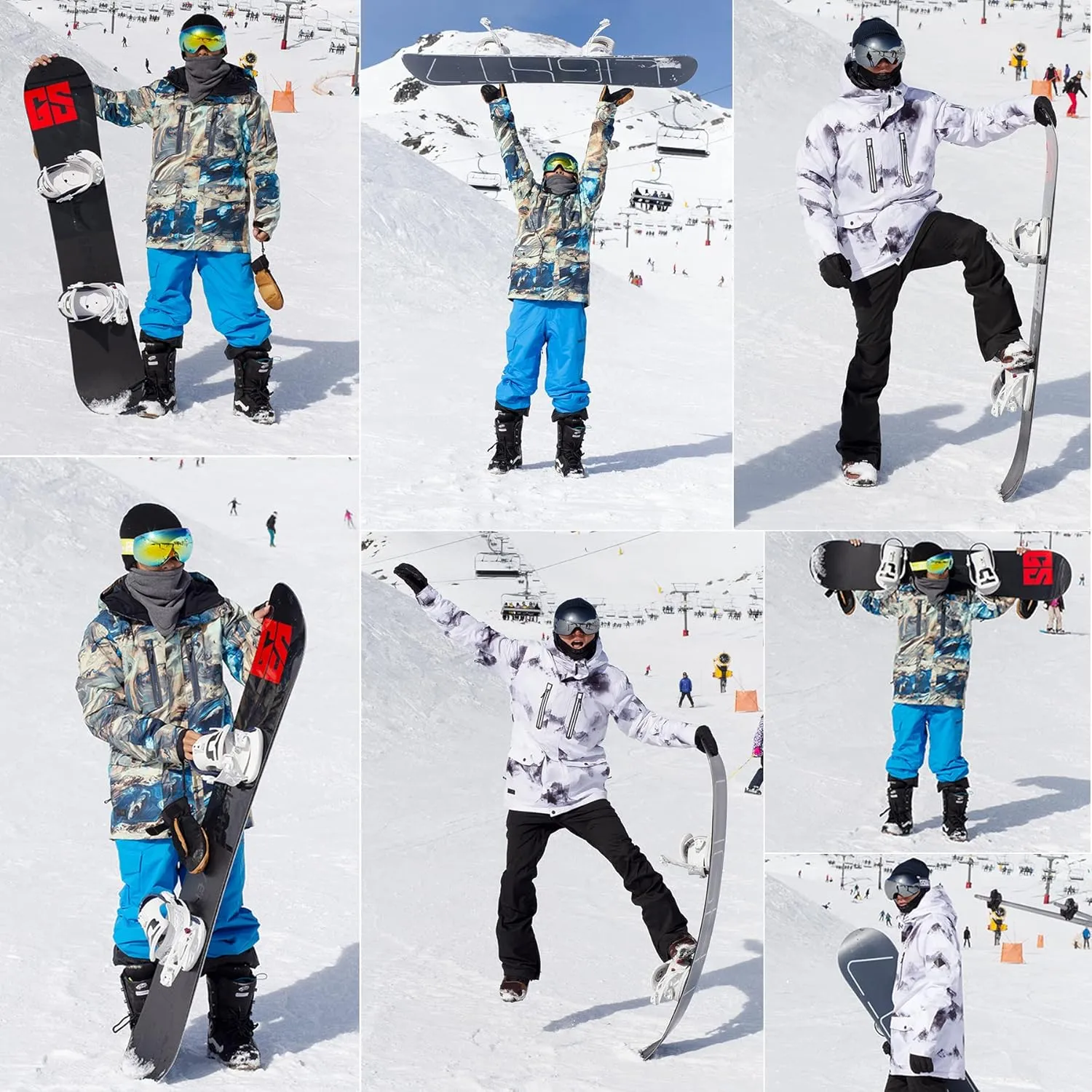 GSOU SNOW Men's Ski Jacket Snowboard Snow Coat Waterproof Windproof Insulated Winter Mountain Outdoor Sports Hooded Warm