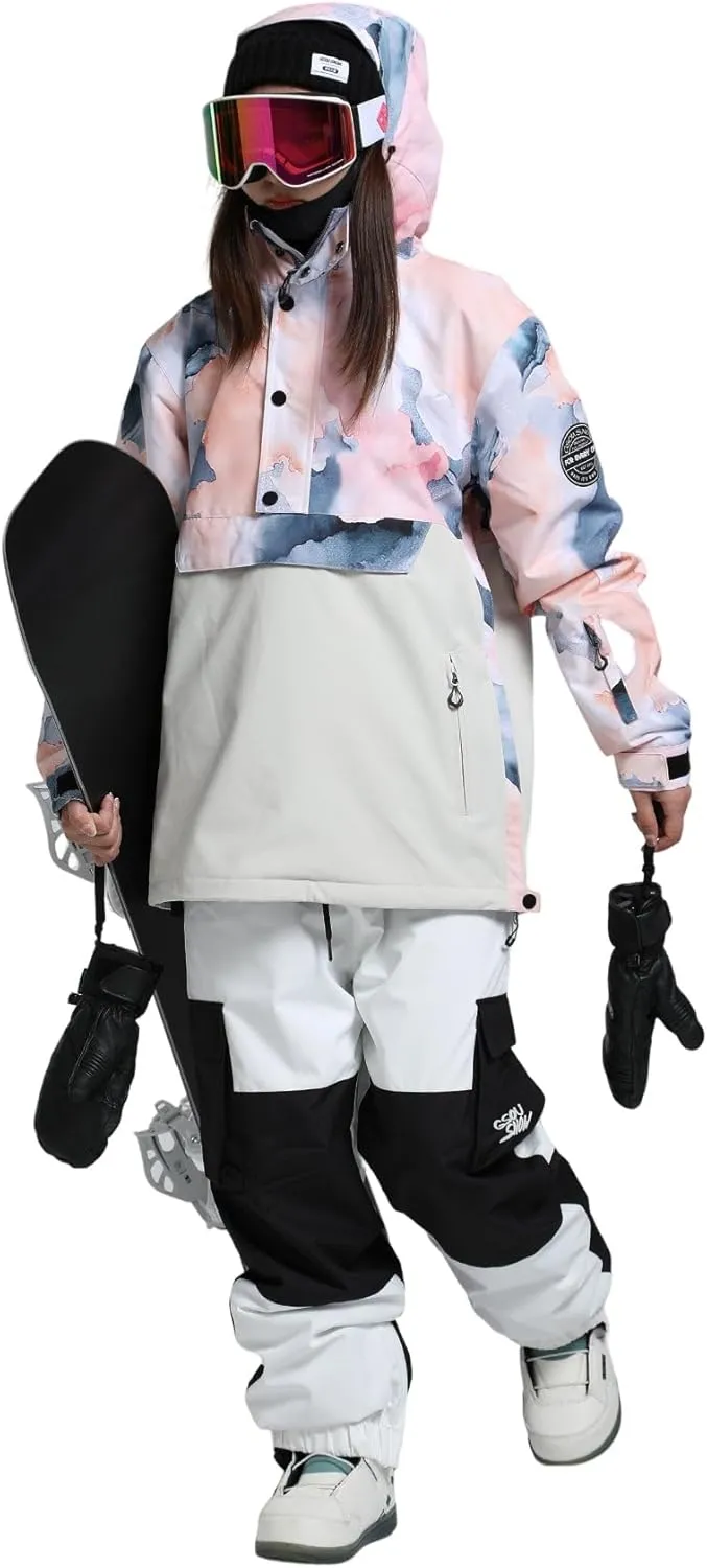 GSOU SNOW Women Ski Jacket Snow Coat Waterproof Windproof Snowboarding Jacket Coat Insulated Warm Winter