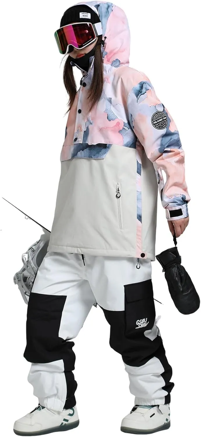 GSOU SNOW Women Ski Jacket Snow Coat Waterproof Windproof Snowboarding Jacket Coat Insulated Warm Winter