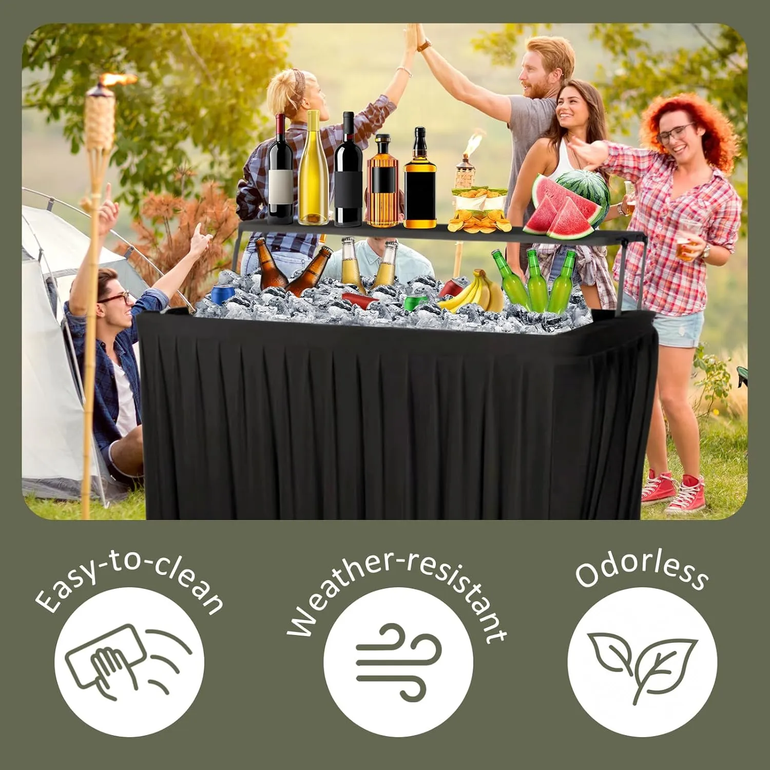 GUAGUA Ice Cooler Table - Portable Bar Table for Events Outdoor Cooler Stand with Drain for Parties Drink Foldable Picnic Table Party