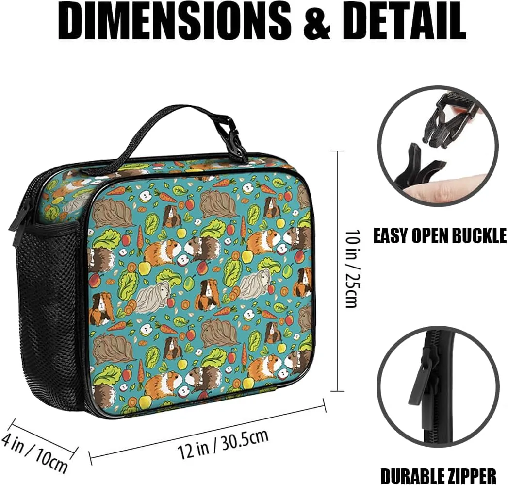 Guinea Pig Lunch Bag Reusable Insulated Lunch Box Keep Food Cooler Thermal Lunch Tote for Women Men