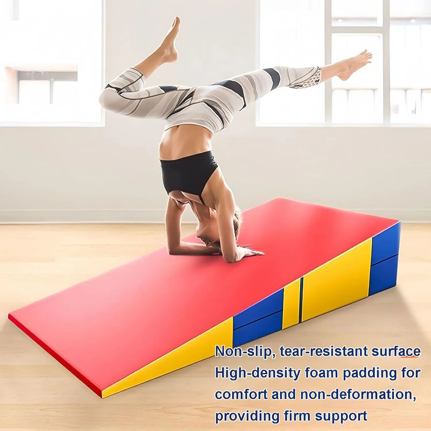 Gymnastics Inclined Mat,foldable Wedge Tumbling Mat Surface Non-slip,tear-resistant,for Gymnastics, Dance, Martial Arts Stretching Training Exercises