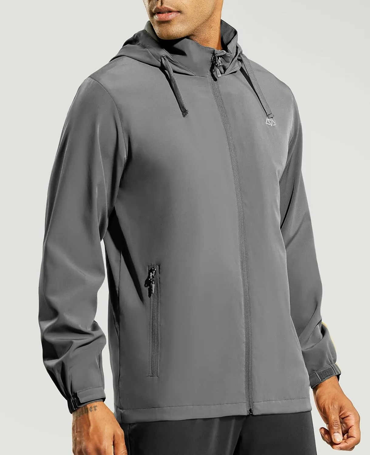 Haimont Men’s Packable Windbreaker with Hood Lightweight Windproof Water Resistant Hooded Jacket for Running Hiking Travel