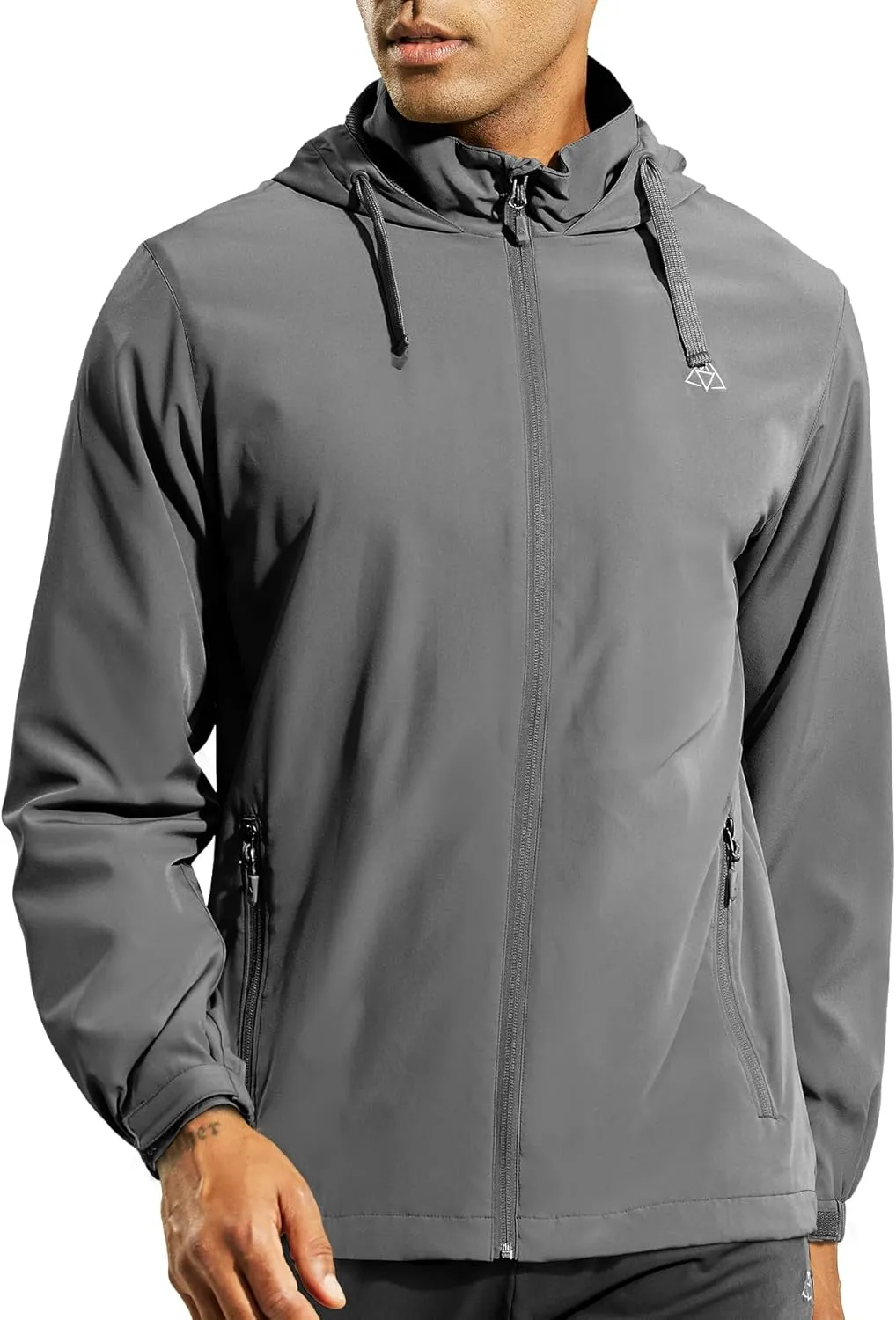 Haimont Men’s Packable Windbreaker with Hood Lightweight Windproof Water Resistant Hooded Jacket for Running Hiking Travel