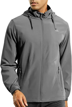 Haimont Men’s Packable Windbreaker with Hood Lightweight Windproof Water Resistant Hooded Jacket for Running Hiking Travel