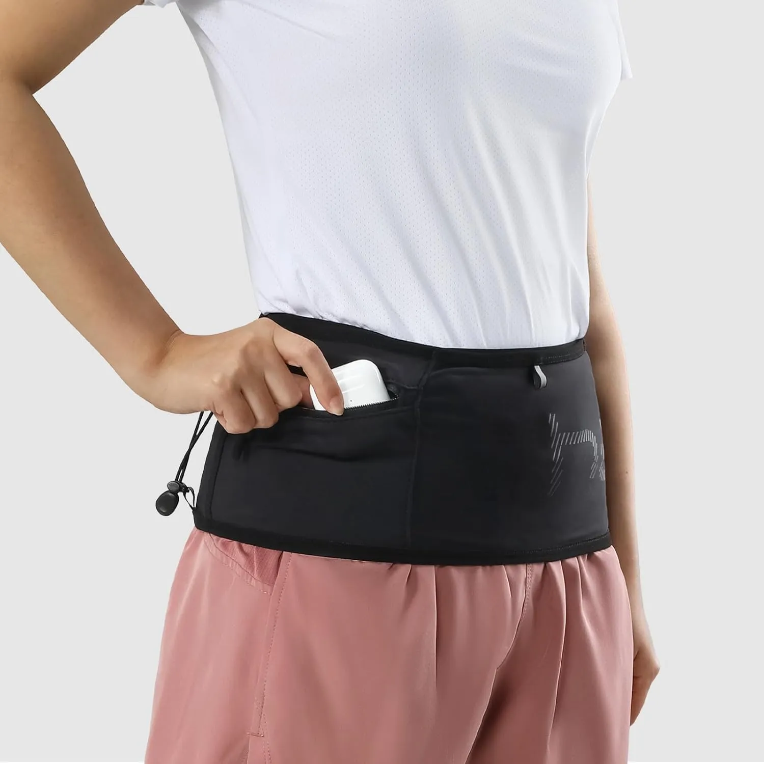 Haimont Running Belt Fanny Pack, Lightweight Waist Belt Bag for Unisex Trail Runners Essentials Accessories, Black, S
