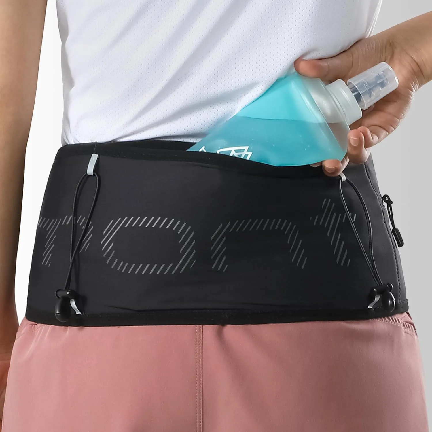 Haimont Running Belt Fanny Pack, Lightweight Waist Belt Bag for Unisex Trail Runners Essentials Accessories, Black, S