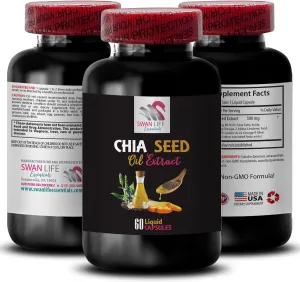 Hair hydration - CHIA SEED OIL EXTRACT - Plant-based oil, Softening oil, Body hydration, Silky finish, Natural formula, Skin care, Lightweight hydration, Glossy finish, Revitalizing oil 1 Bot 60Caps