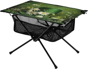Happy St Patrick's Day Portable Folding Camping Table, Compact Lightweight Beach Table with Carrying Bag for Outdoor Picnics, BBQs, Camp