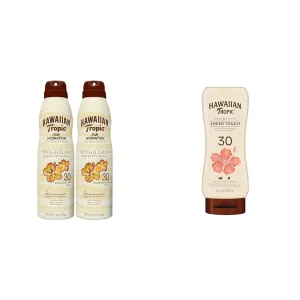 Hawaiian Tropic Weightless Hydration Clear Spray Sunscreen SPF 30 & Sheer Touch Ultra Radiance Lotion Sunscreen SPF 30, 8oz | Hawaiian Tropic Sunscreen SPF 30, Sunblock