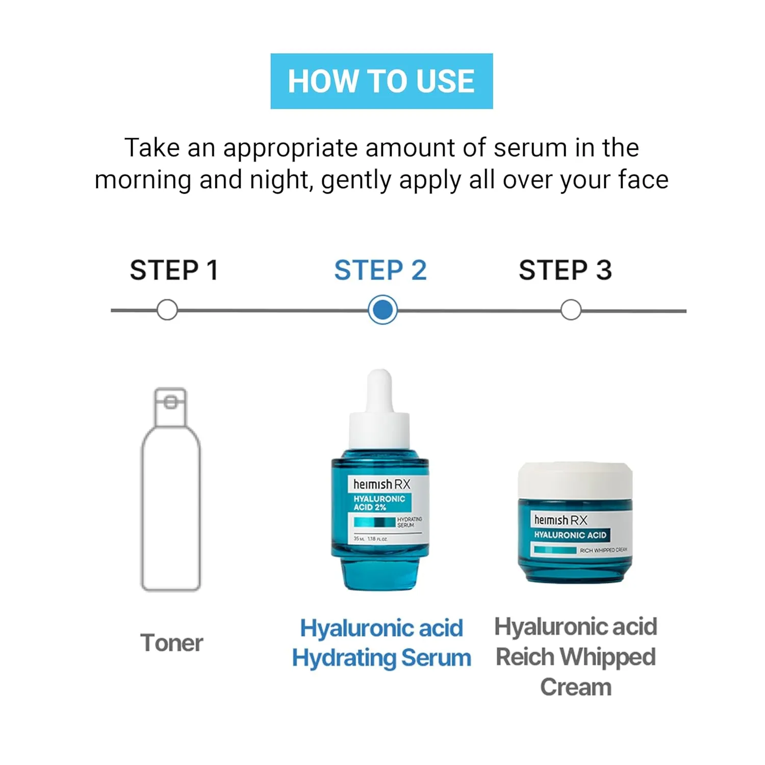 HEIMISH RX Hyaluronic Acid Hydrating Serum - Moisturizing Serum for face, Facial Serum for Sensitive skin, Non-greasy Formula with Hyaluronic Acid 2%, Panthenol, Korean Skincare, 35ml (1.18 fl. oz)