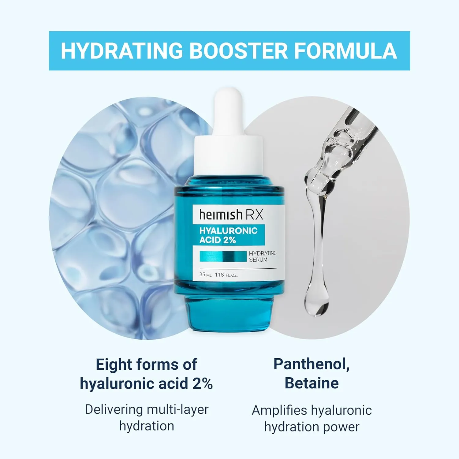 HEIMISH RX Hyaluronic Acid Hydrating Serum - Moisturizing Serum for face, Facial Serum for Sensitive skin, Non-greasy Formula with Hyaluronic Acid 2%, Panthenol, Korean Skincare, 35ml (1.18 fl. oz)