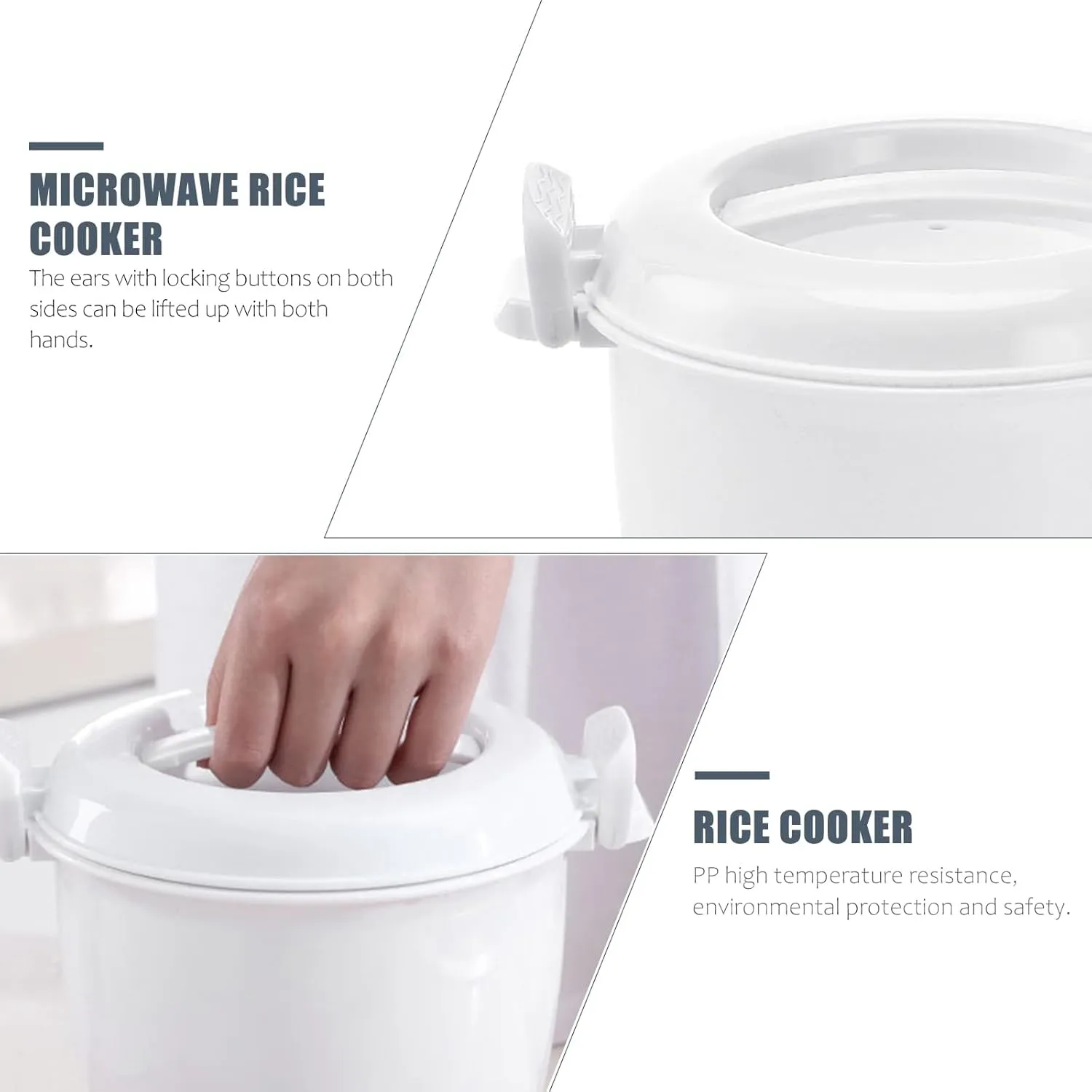 Hemoton Mini Microwave Microwave Rice Cooker Food Pot Steam Container Cooker with Lid Portable Microwave Cookware for Rice Vegetables,7*5.9in